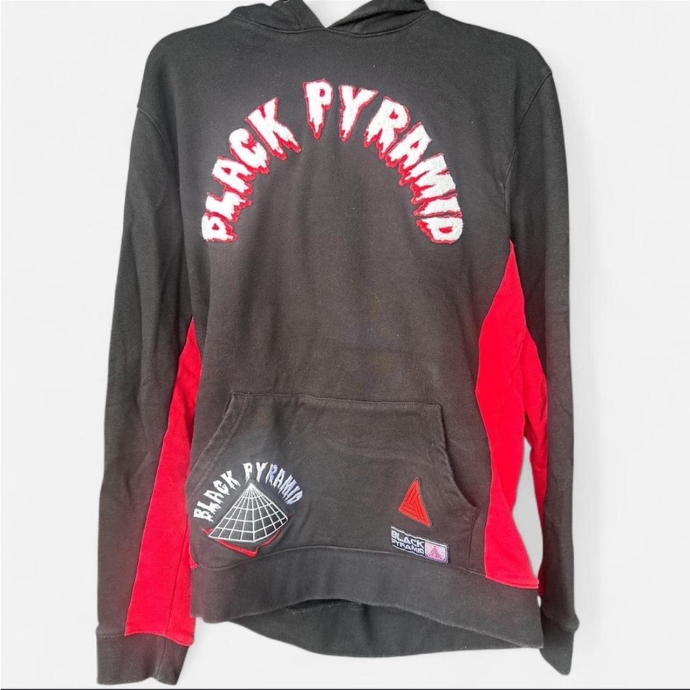 Black Pyramid Black and Red Logo Hoodie